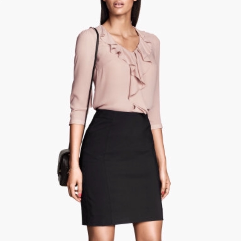H&M black pencil high waisted skirt